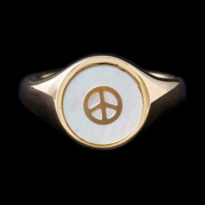 PEACE SHELL GOLD INLAY RING