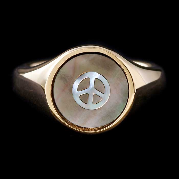 PEACE SHELL GOLD INLAY RING