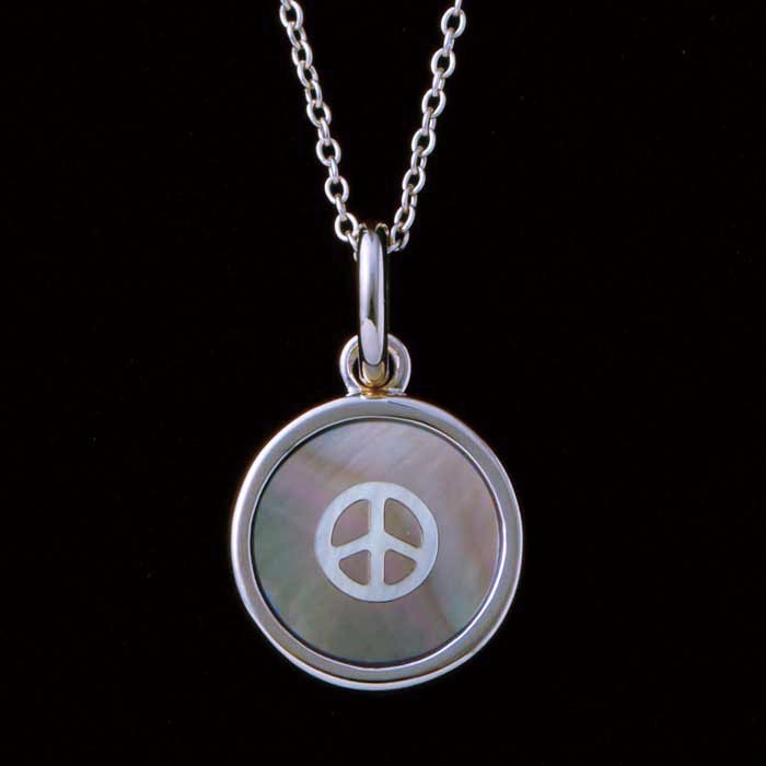 PEACE SHELL SILVER INLAY NECKLACE