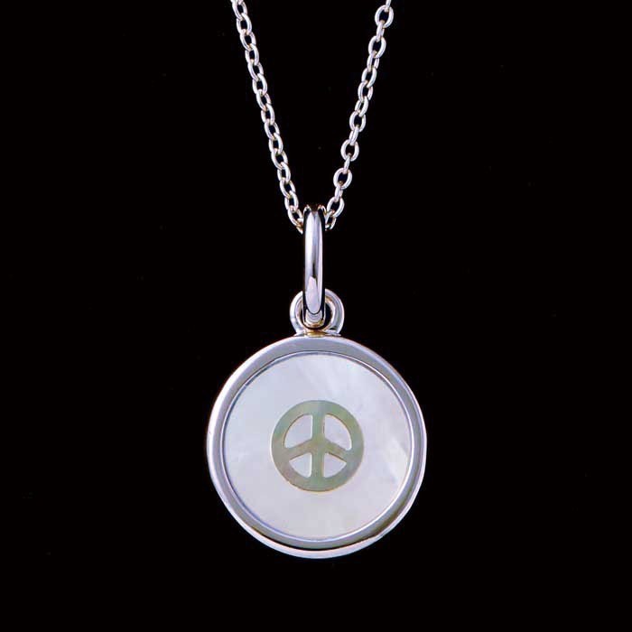 PEACE SHELL SILVER INLAY NECKLACE