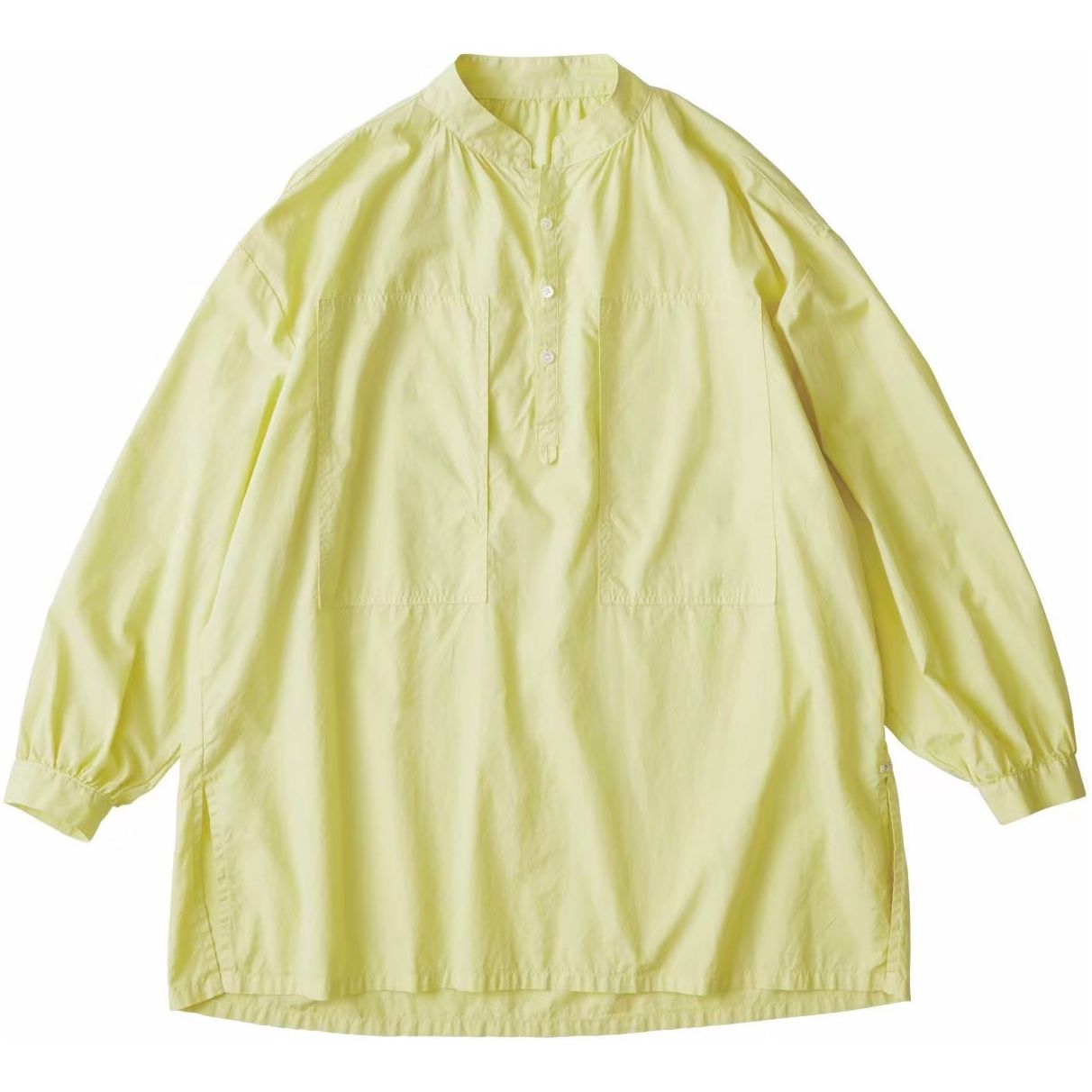 STAND COLLAR LONG SMOCK SHIRT (NILE GIZA COTTON)