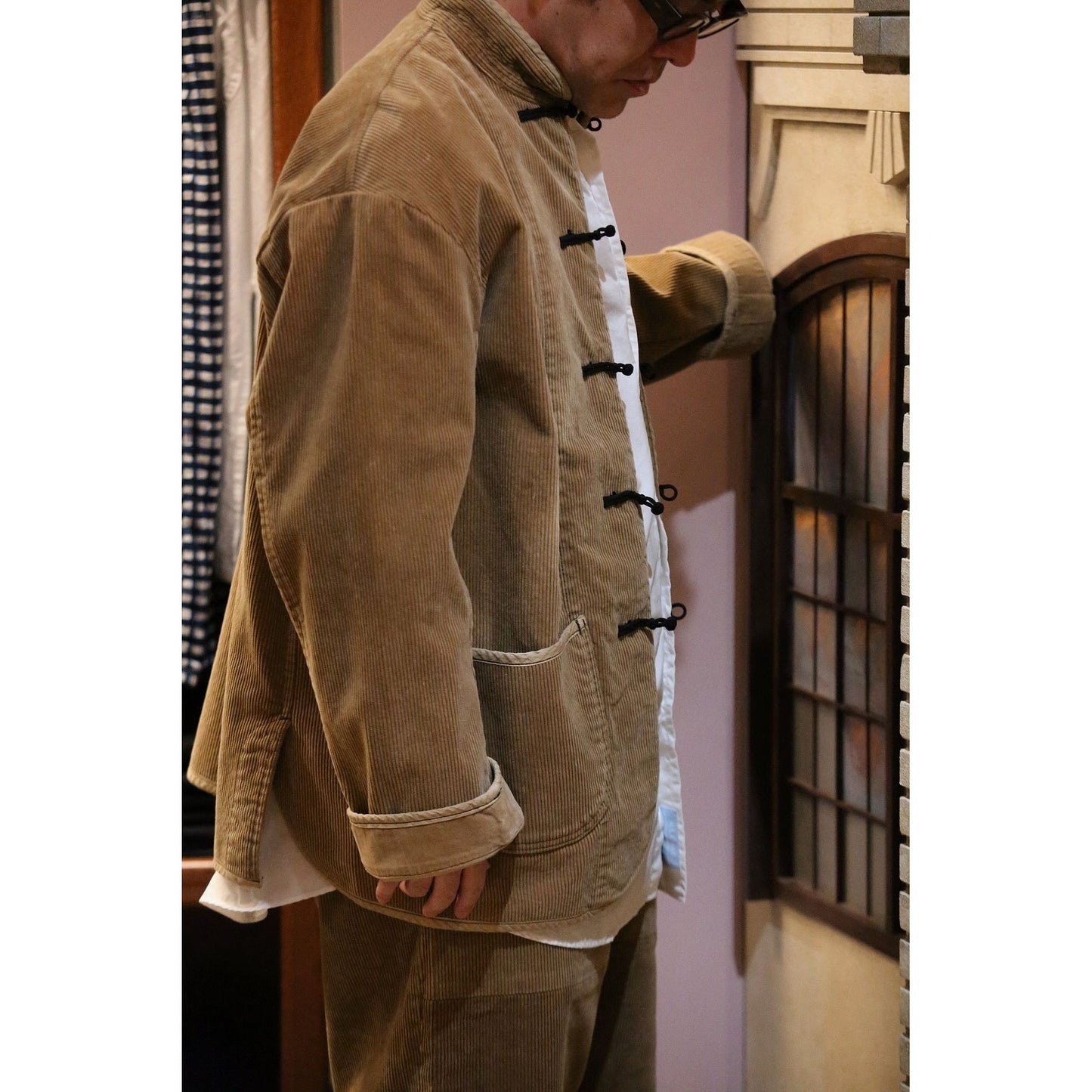 CORDUROY CHINESE JACKET-WATCH CHAIN ITEM
