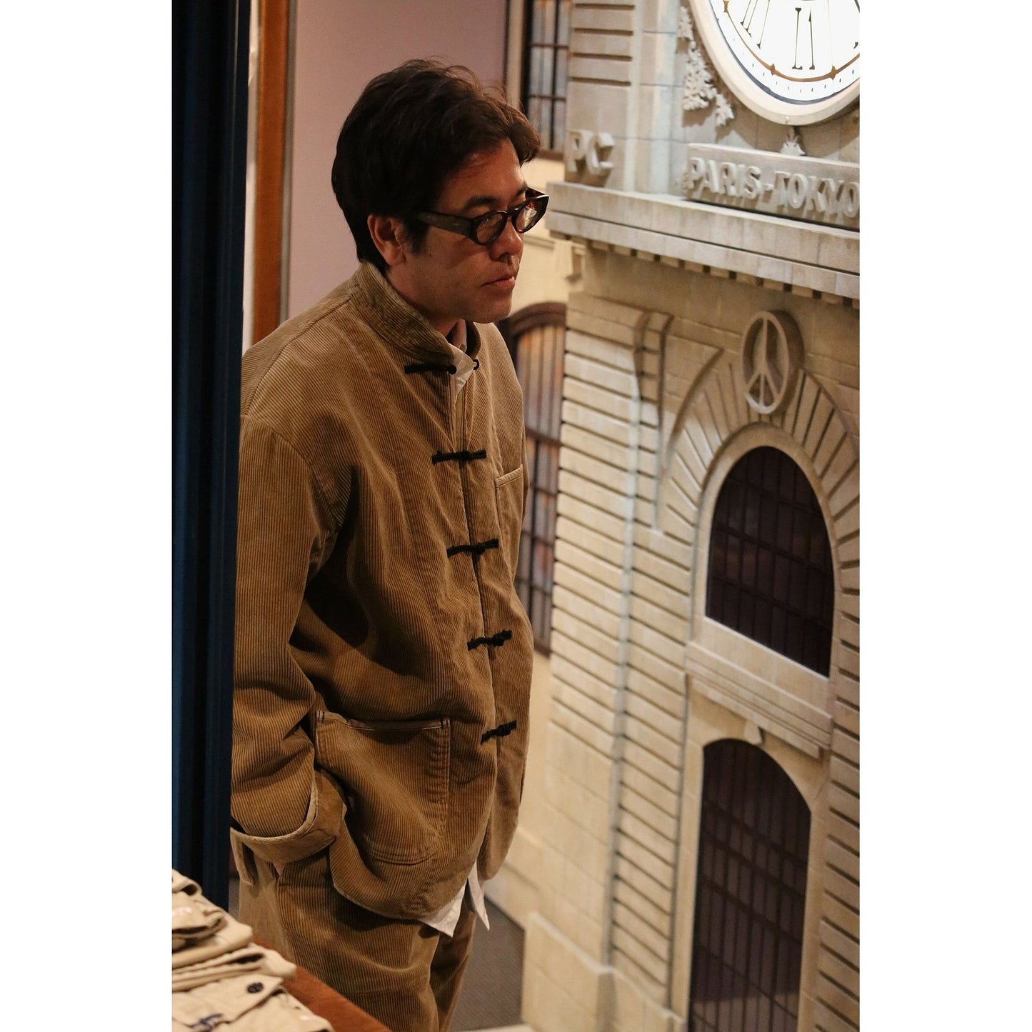 CORDUROY CHINESE JACKET-WATCH CHAIN ITEM