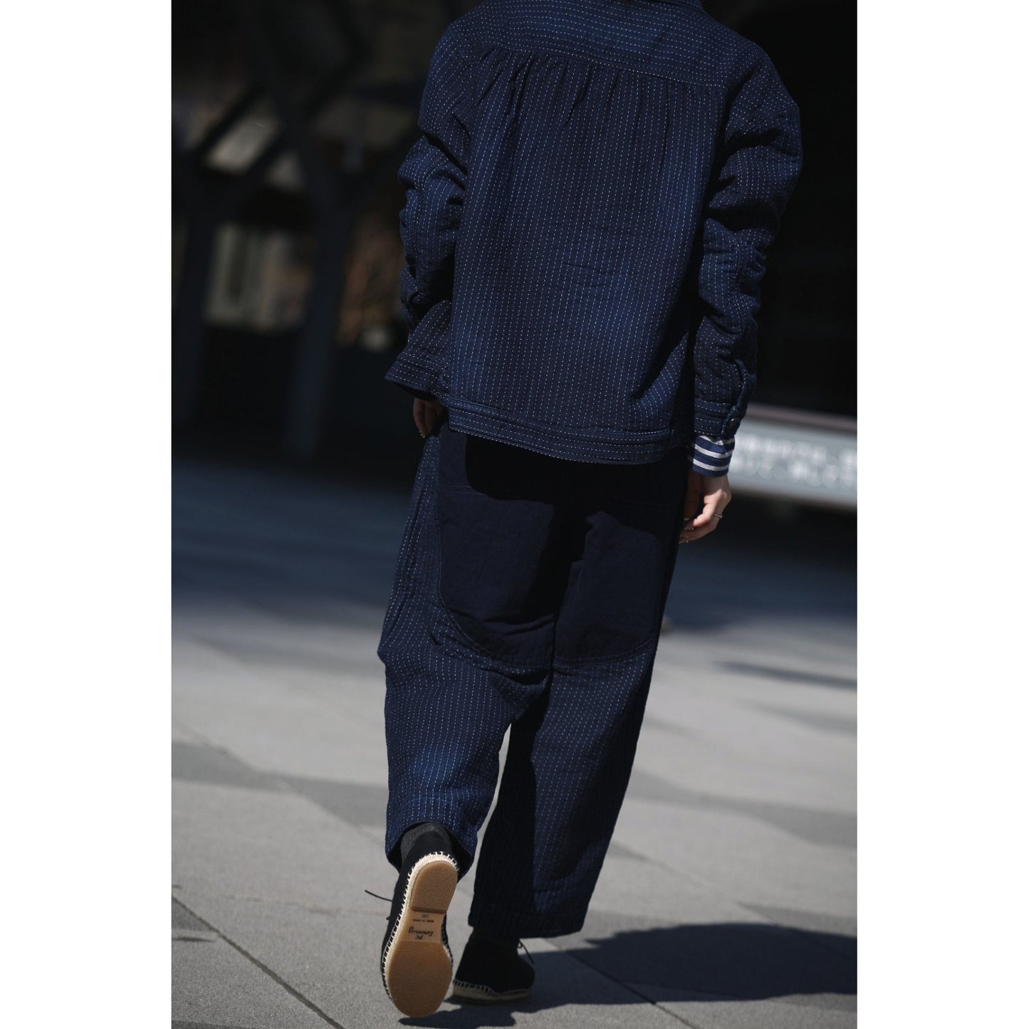SASHIKO STRIPE WIDE TAPERED PANTS