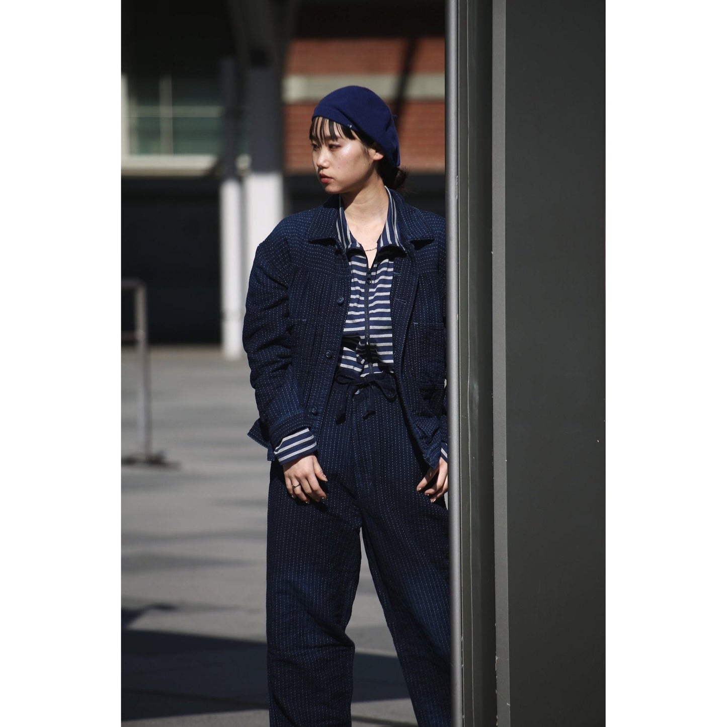 SASHIKO STRIPE WIDE TAPERED PANTS