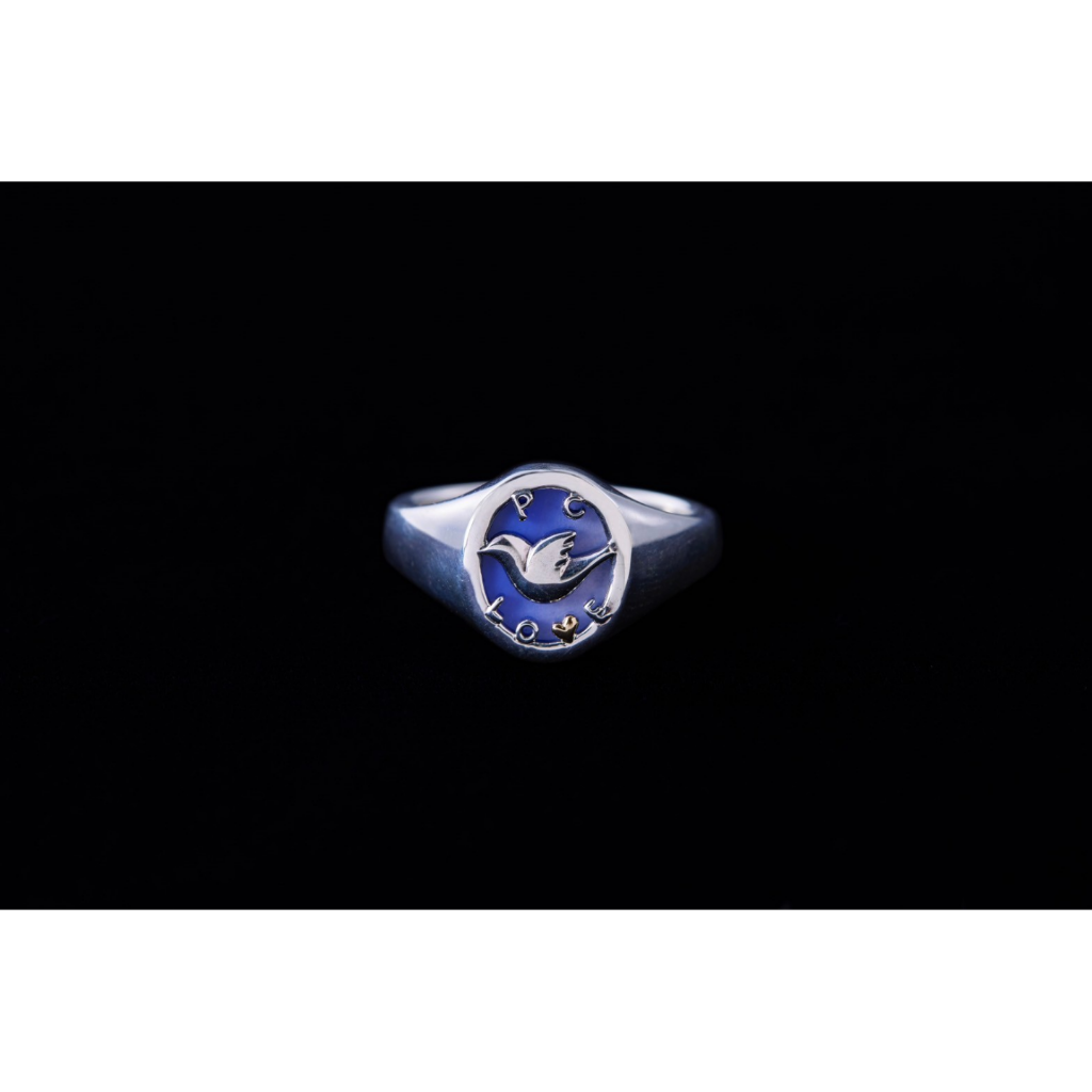SILVER BIRD RING W/GOLD