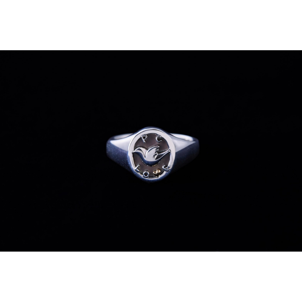 SILVER BIRD RING W/GOLD