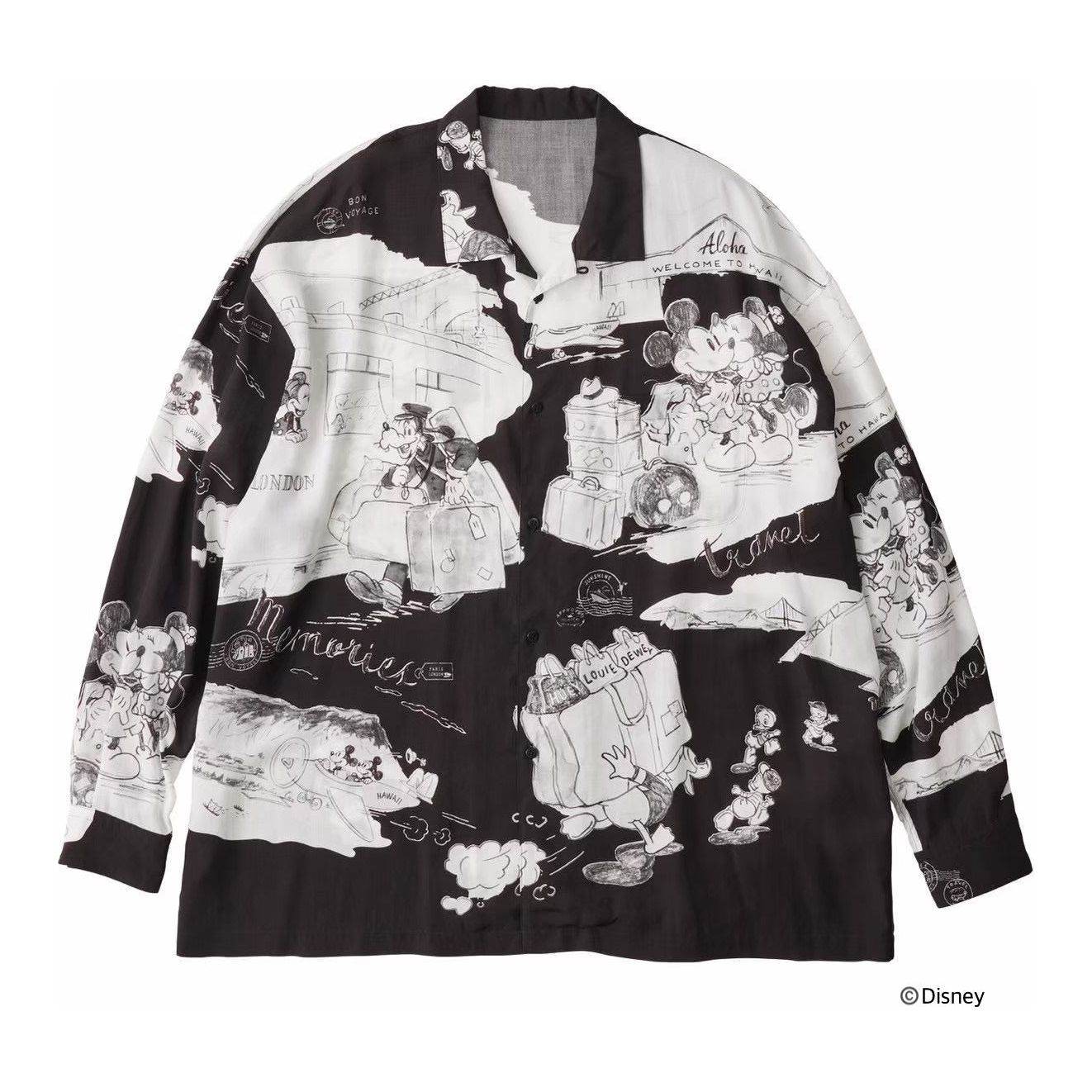 DISNEY M&F PC ORIGINAL ART ALOHA COLLECTION ALOHA LONG SHIRT TRAVEL MEMORIES