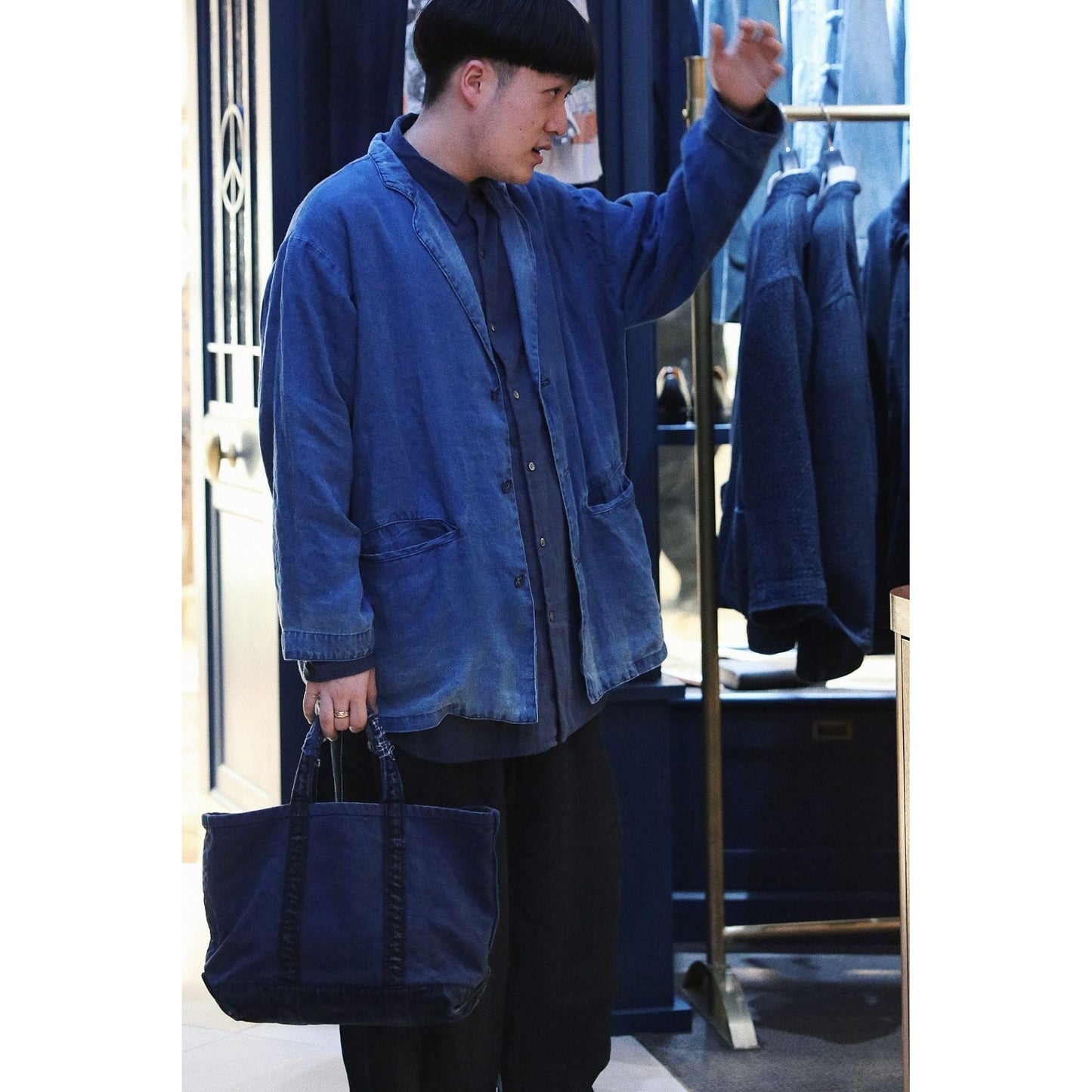 INDIGO LINEN WIDE JACKET