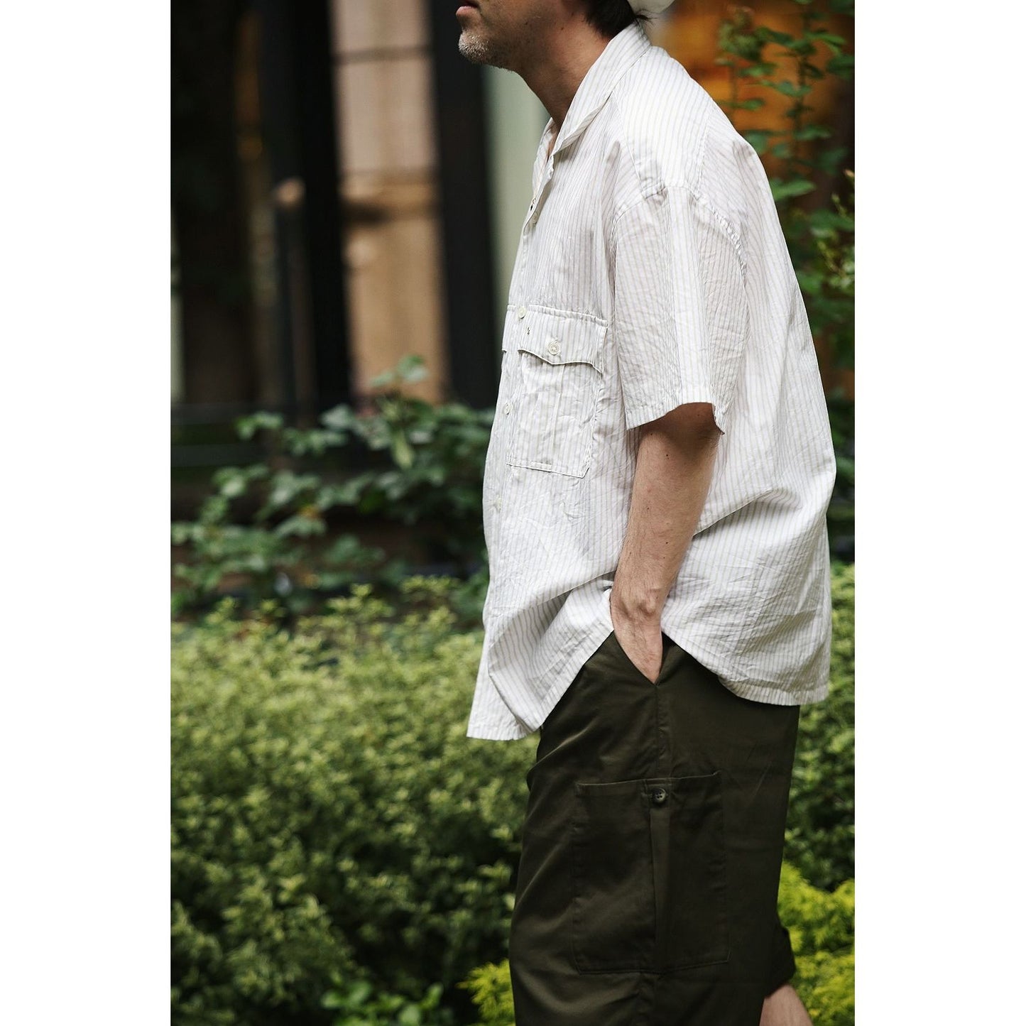 KEROUAC GOLD STRIPE SHIRT (ALUMO) W\PEACE SHELL GOLD CHARM
