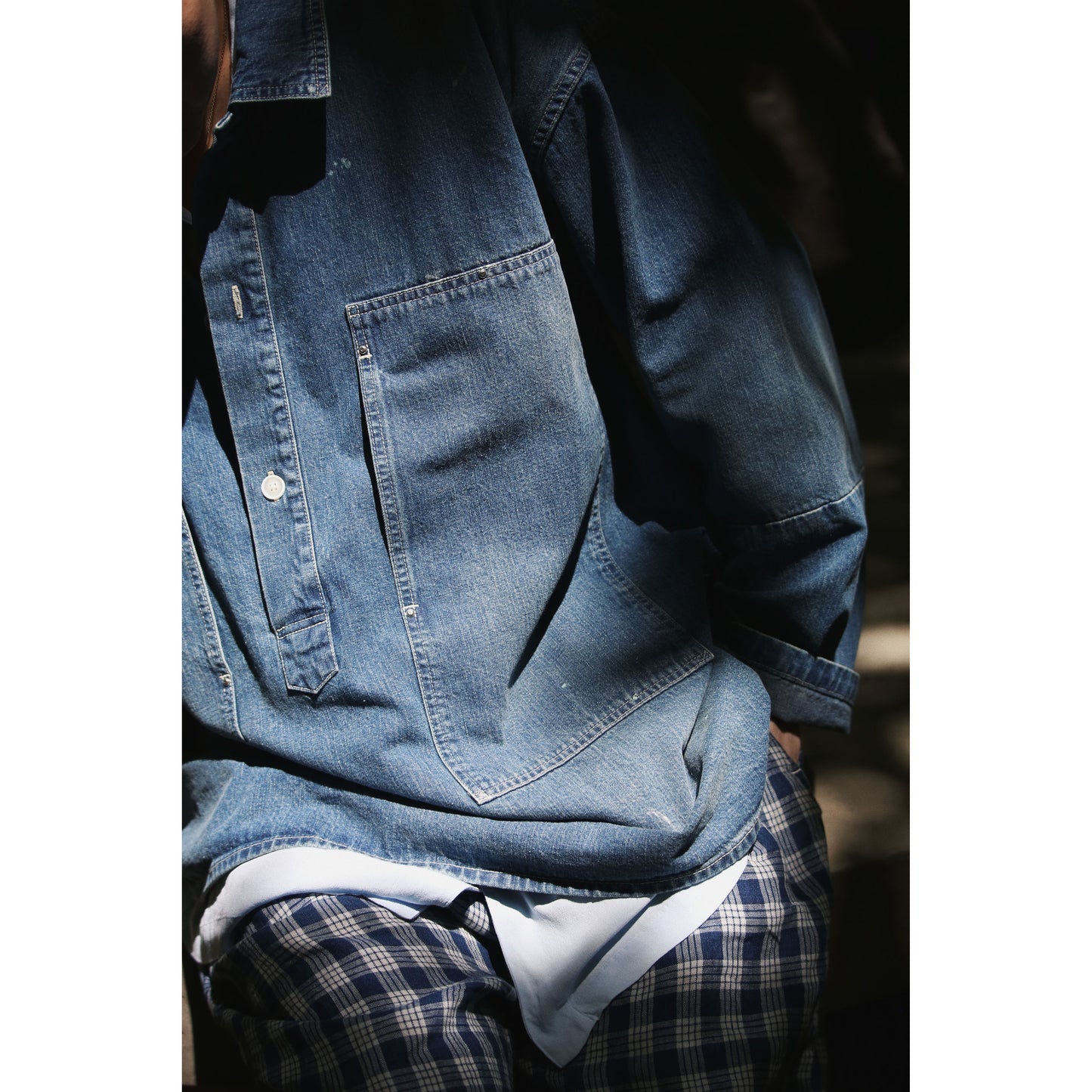 BREAKFAST DENIM PRISONER SHIRT W / LOVE & PEACE SILVER CUSTOM