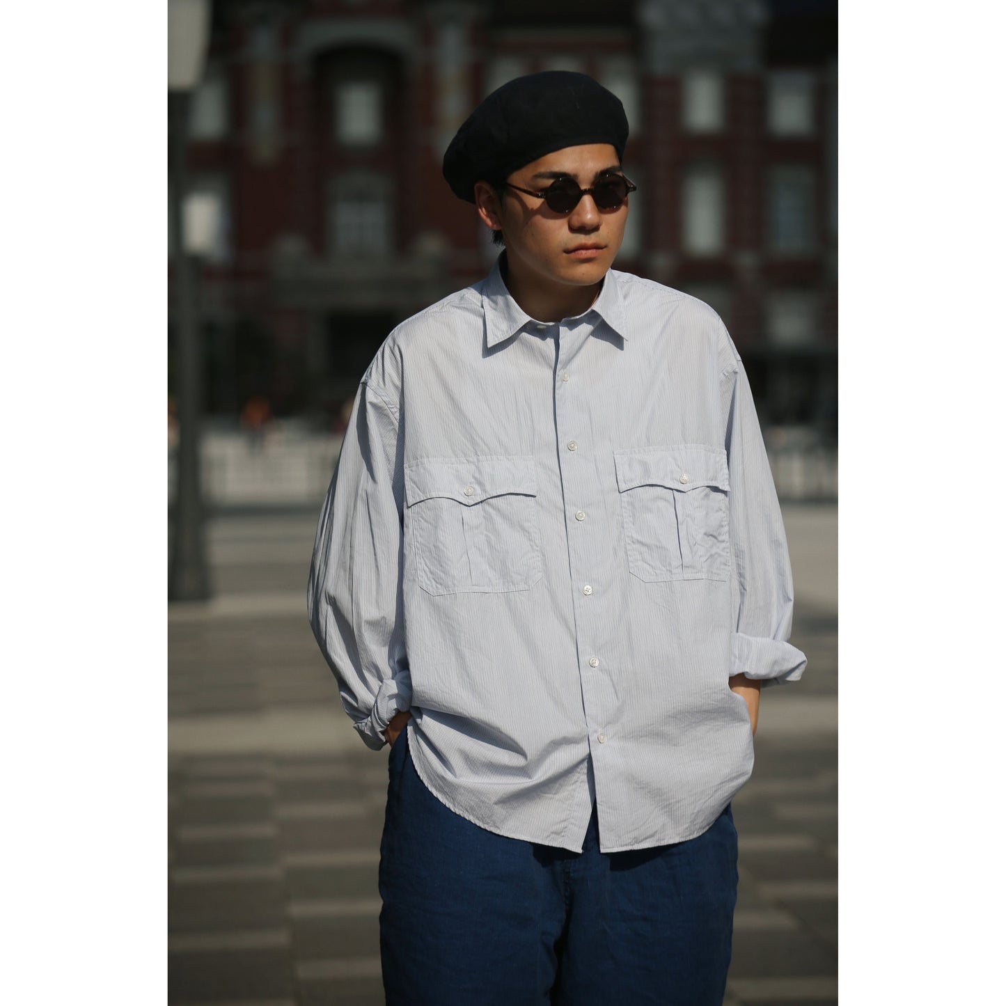 ROLL UP STRIPE SHIRT (ALUMO FABRIC 140/2)