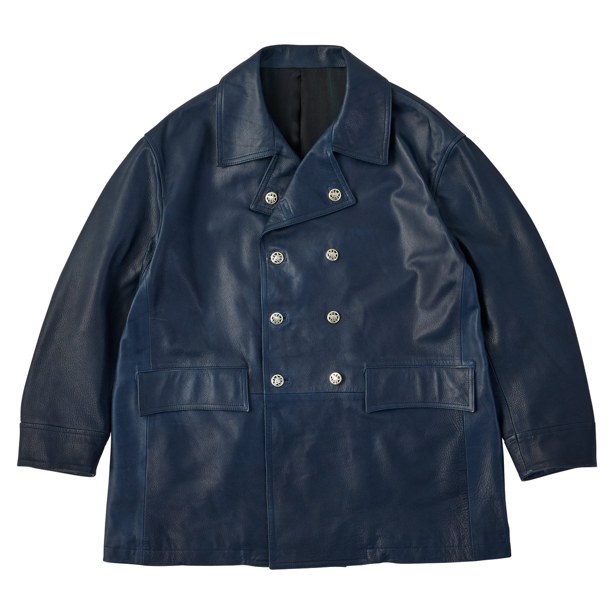 LEATHER DRUG STORE JACKET W/SILVER BUTTONS