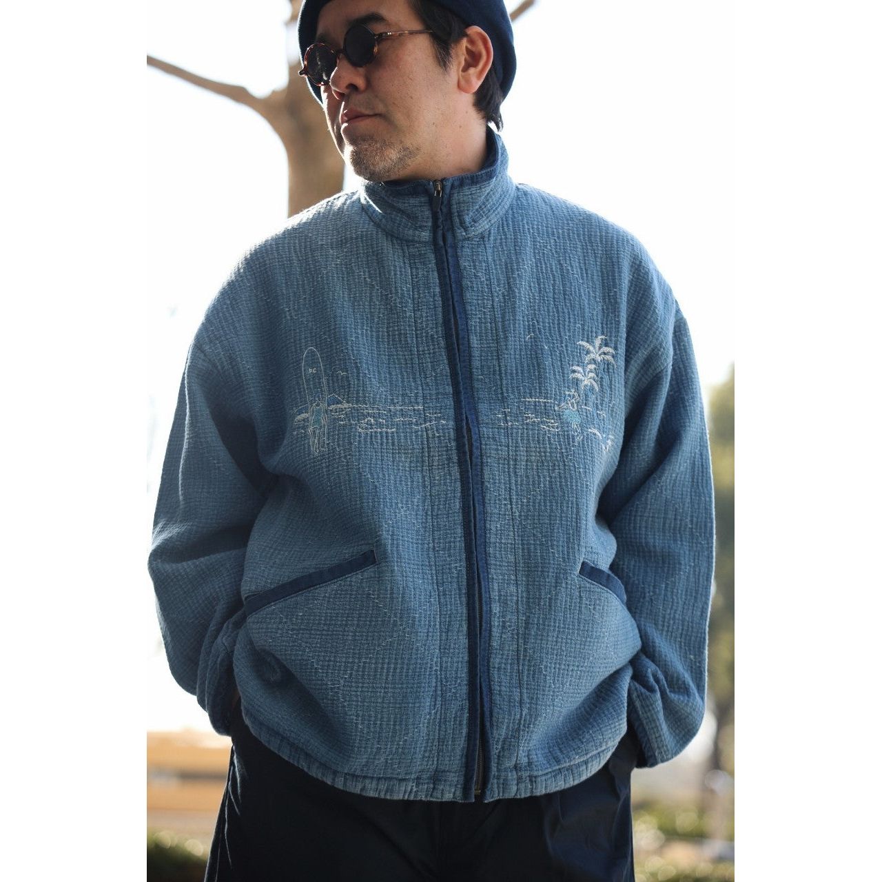 NEW SASHIKO LIGHT OLD HAWAII ZIP UP JACKET