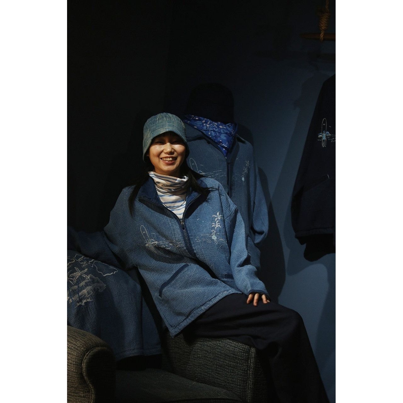NEW SASHIKO LIGHT OLD HAWAII ZIP UP JACKET