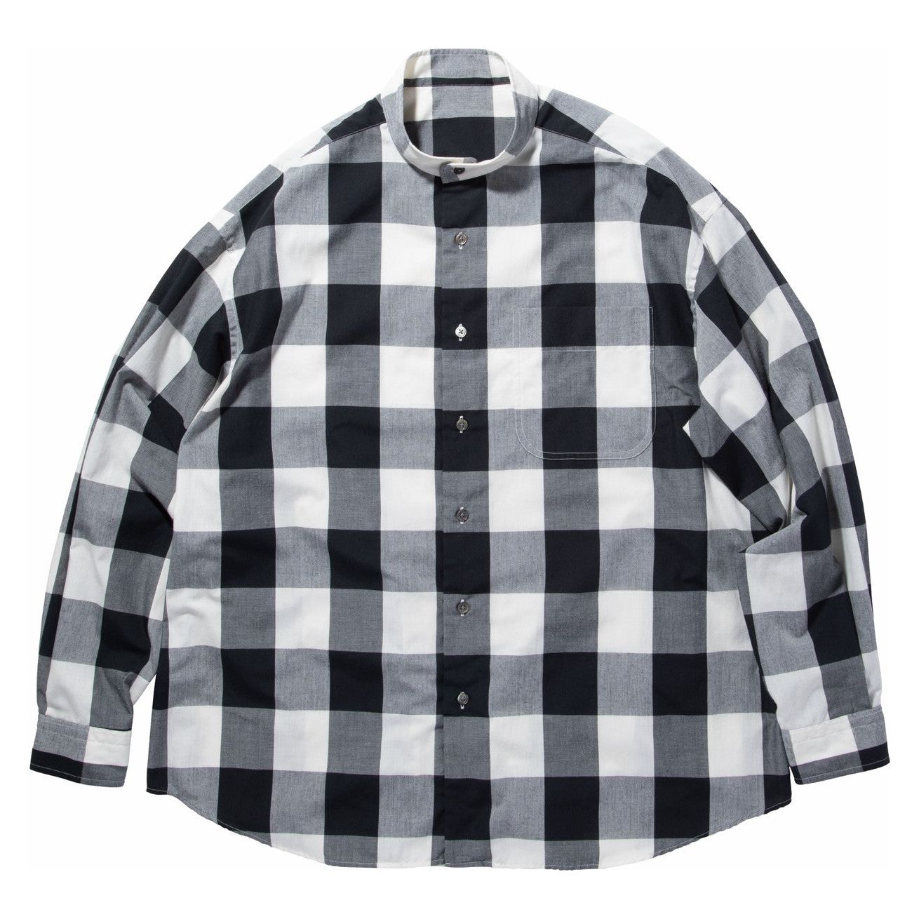 BLOCK CHECK STAND COLLAR SHIRT