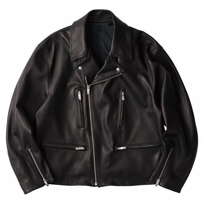 LEATHER RIDERS JACKET Ⅱ W/LOVE & PEACE SILVER (ENTREFINO)