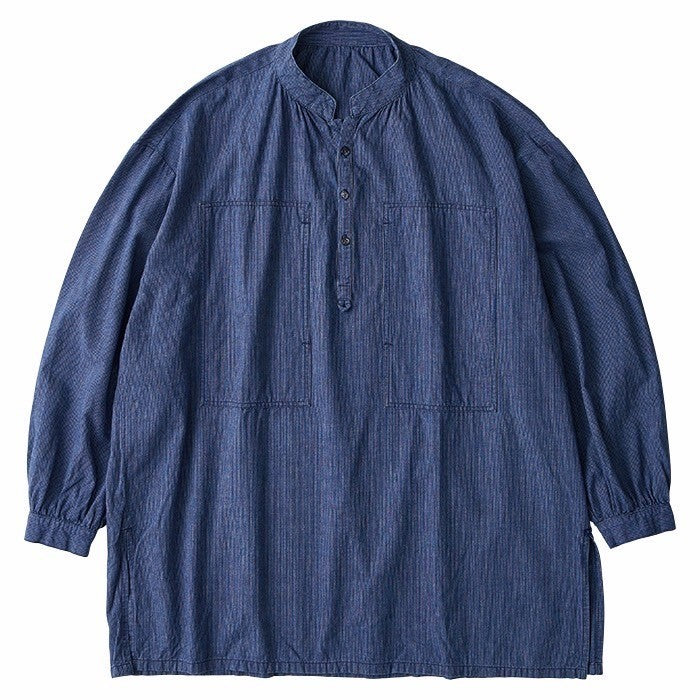 STAND COLLAR LONG SMOCK SHIRT