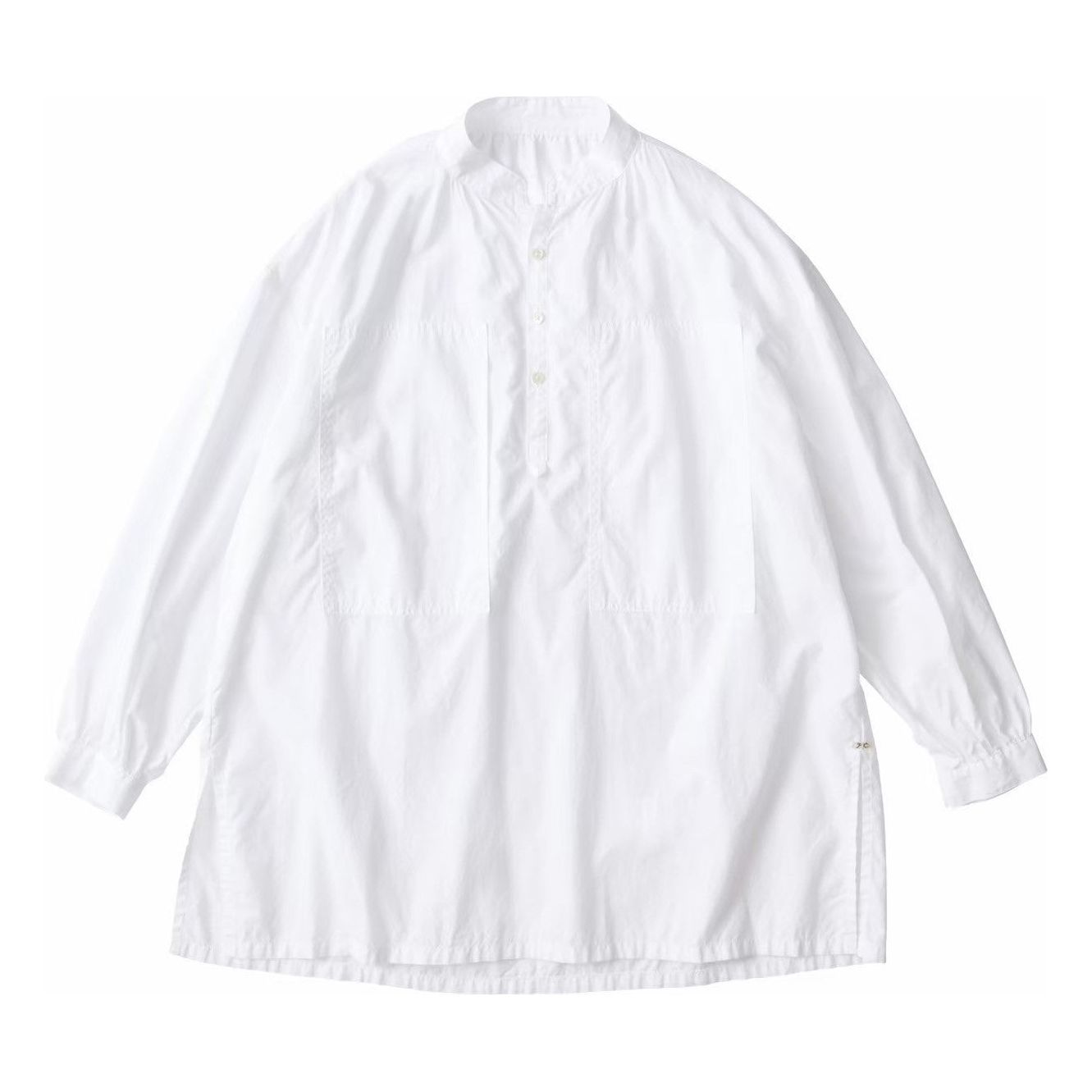 STAND COLLAR LONG SMOCK SHIRT (NILE GIZA COTTON)