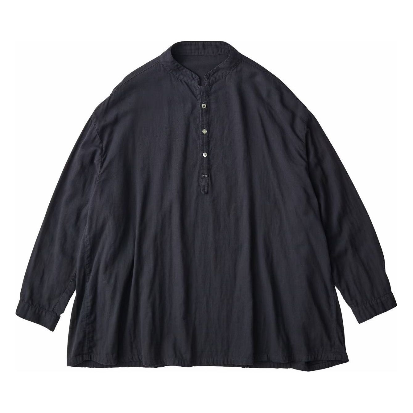 SUVIN GOLD GAUZE STAND COLLAR LONG SMOCK SHIRT