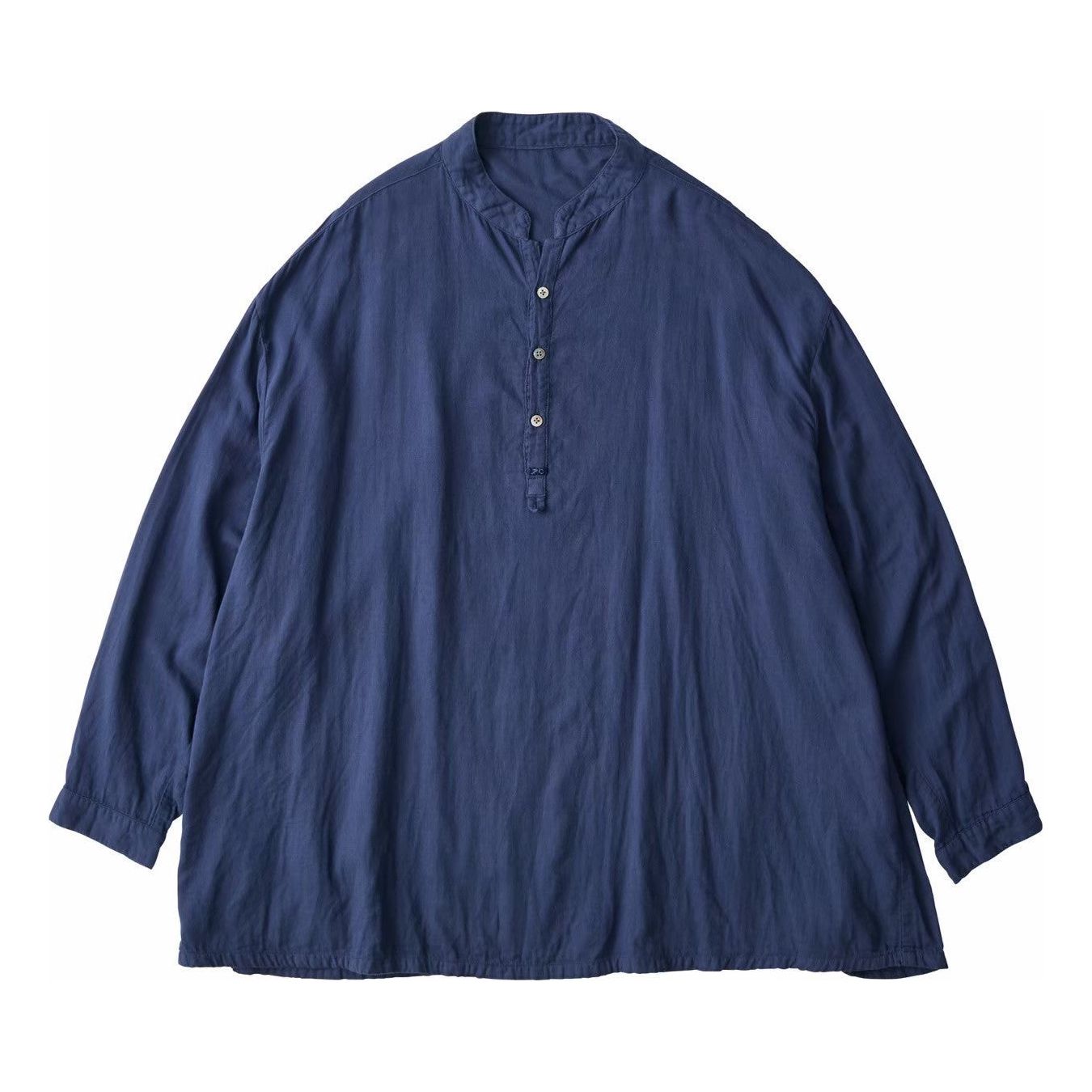 SUVIN GOLD GAUZE STAND COLLAR LONG SMOCK SHIRT