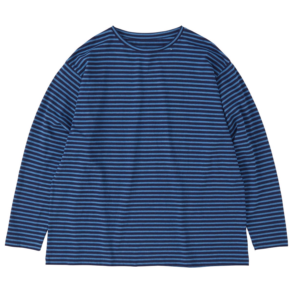 H/W INDIGO BORDER CREWNECK