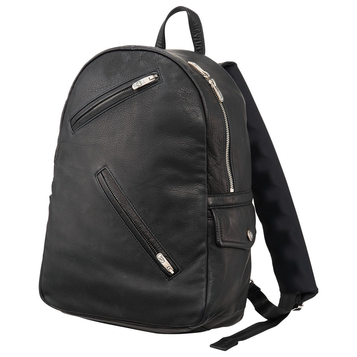 PC RIDERS LEATHER Newton RUCKSACK W/LOVE & PEACE SILVER