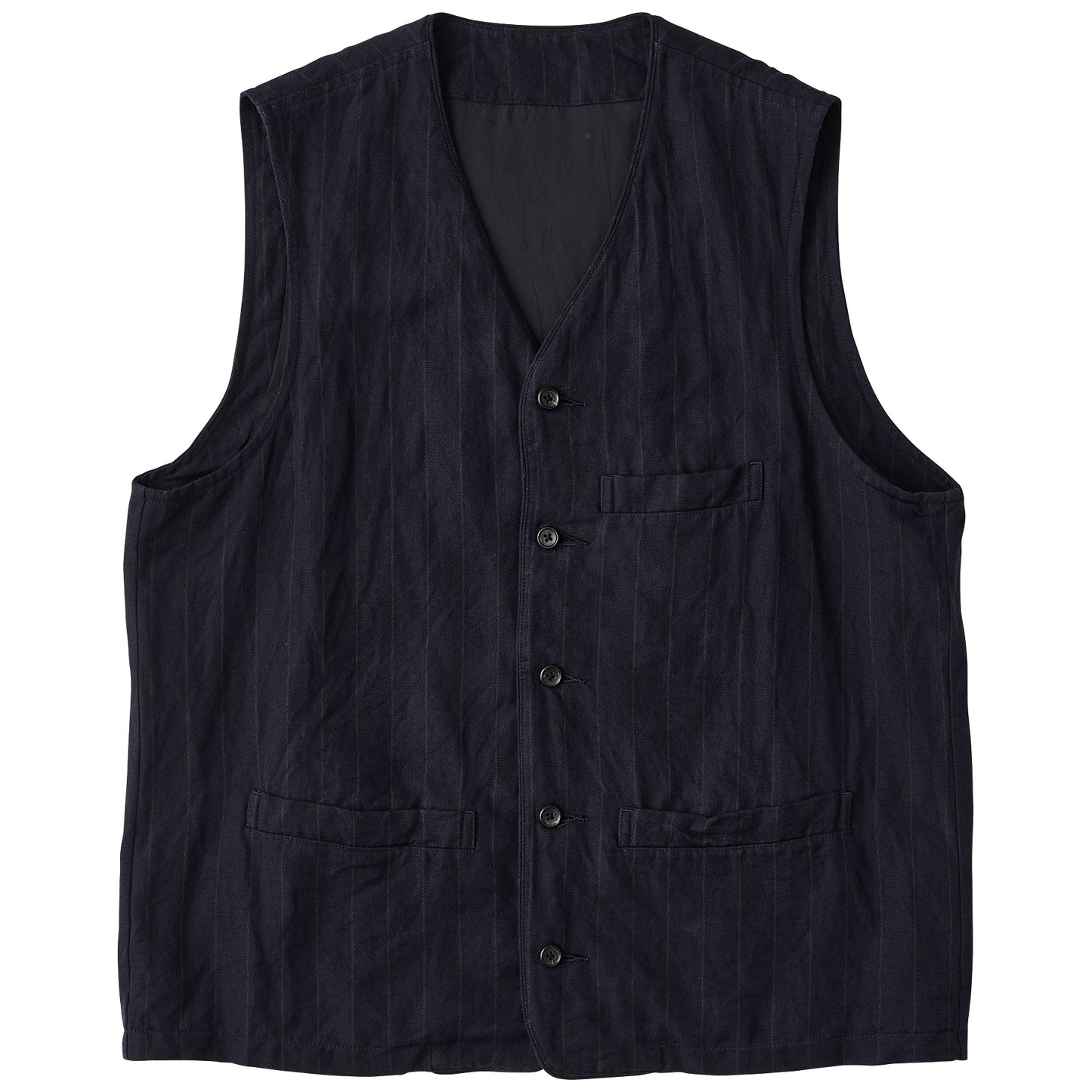 PIN STRIPE LINEN COTTON CLASSIC VEST WATCH CHAIN ITEM