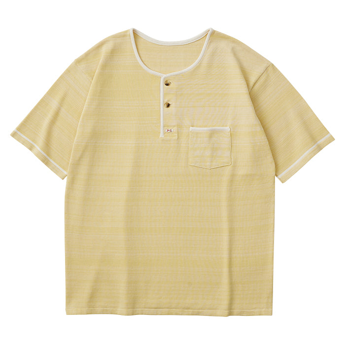 SUMMER COTTON HENLEY NECK T-SHIRT