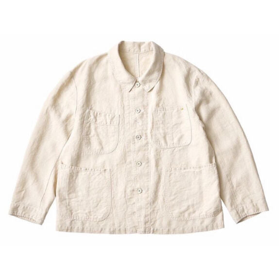 VINTAGE LINEN FRENCH JACKET W/GOLD CHARM