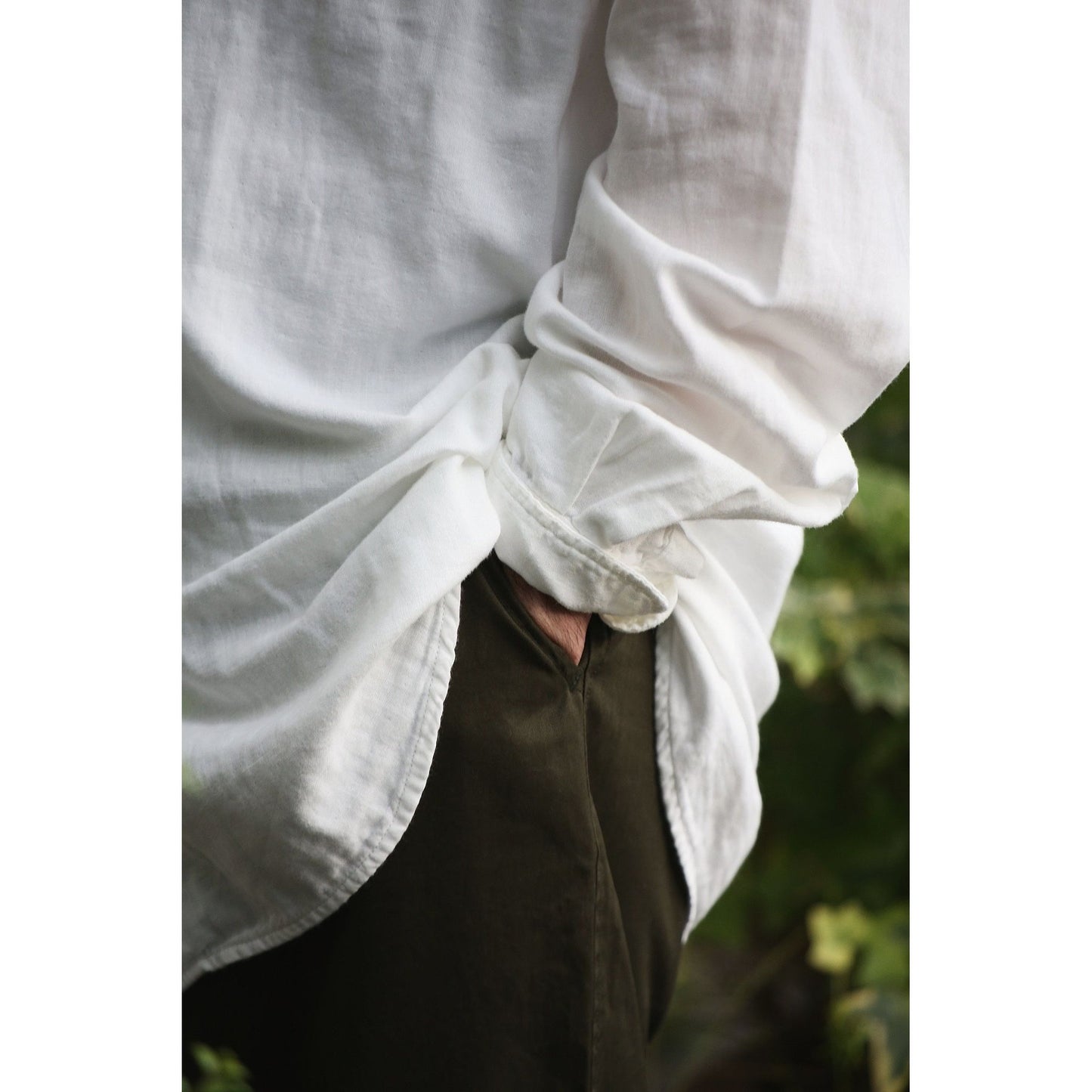SUVIN GOLD GAUZE CLASSIC SHIRT W/PLATINUM CHARM