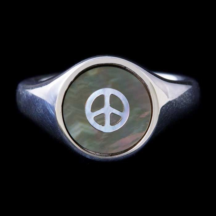 PEACE SHELL SILVER INLAY RING