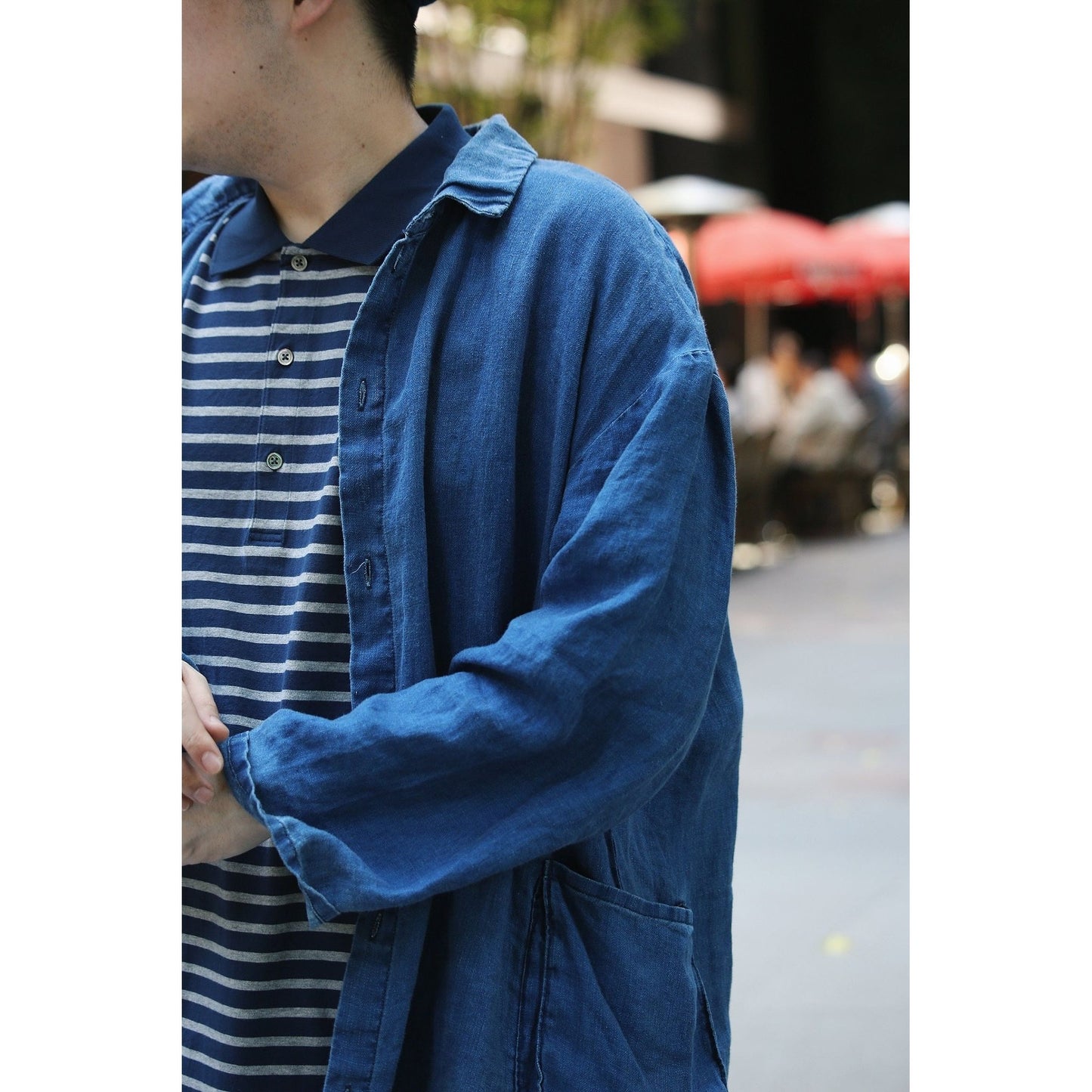 INDIGO LINEN SHIRT JACKET