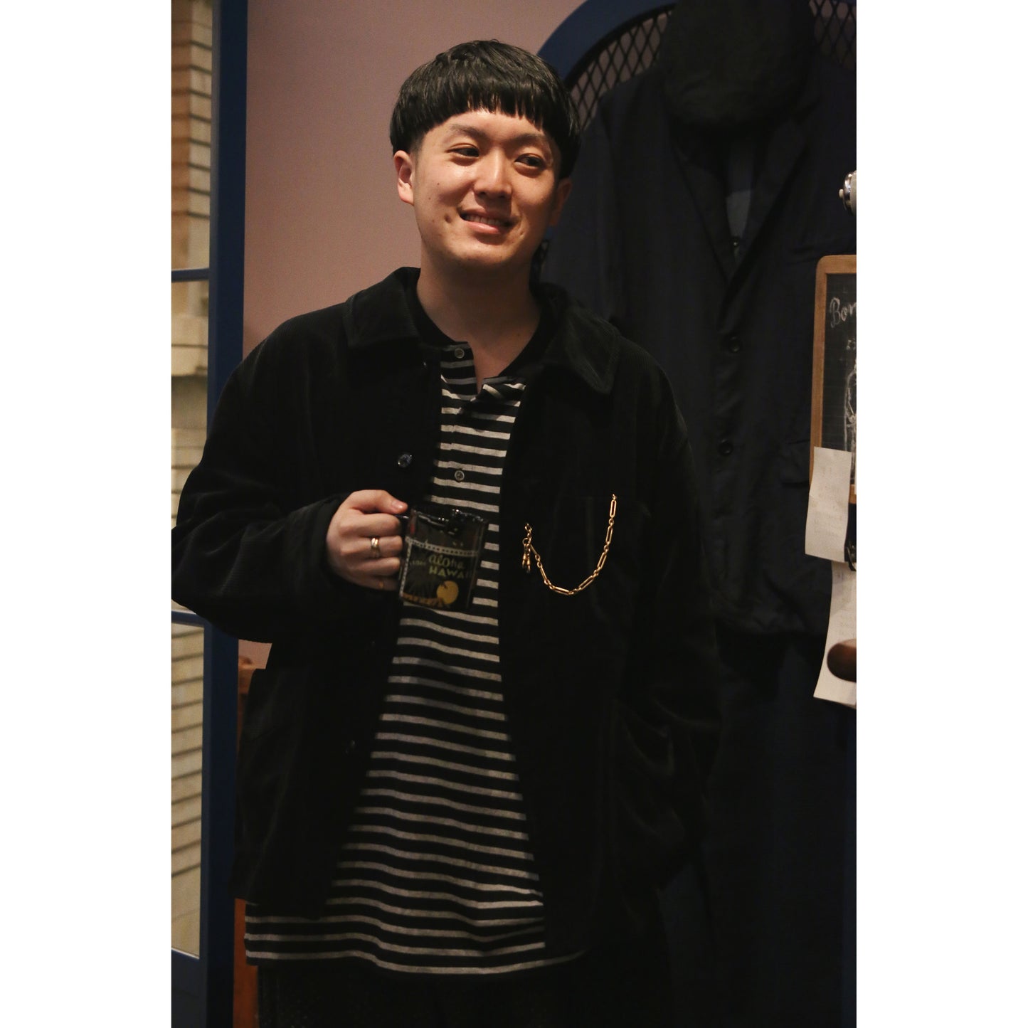 CORDUROY FRENCH JACKET WATCH CHAIN ITEM