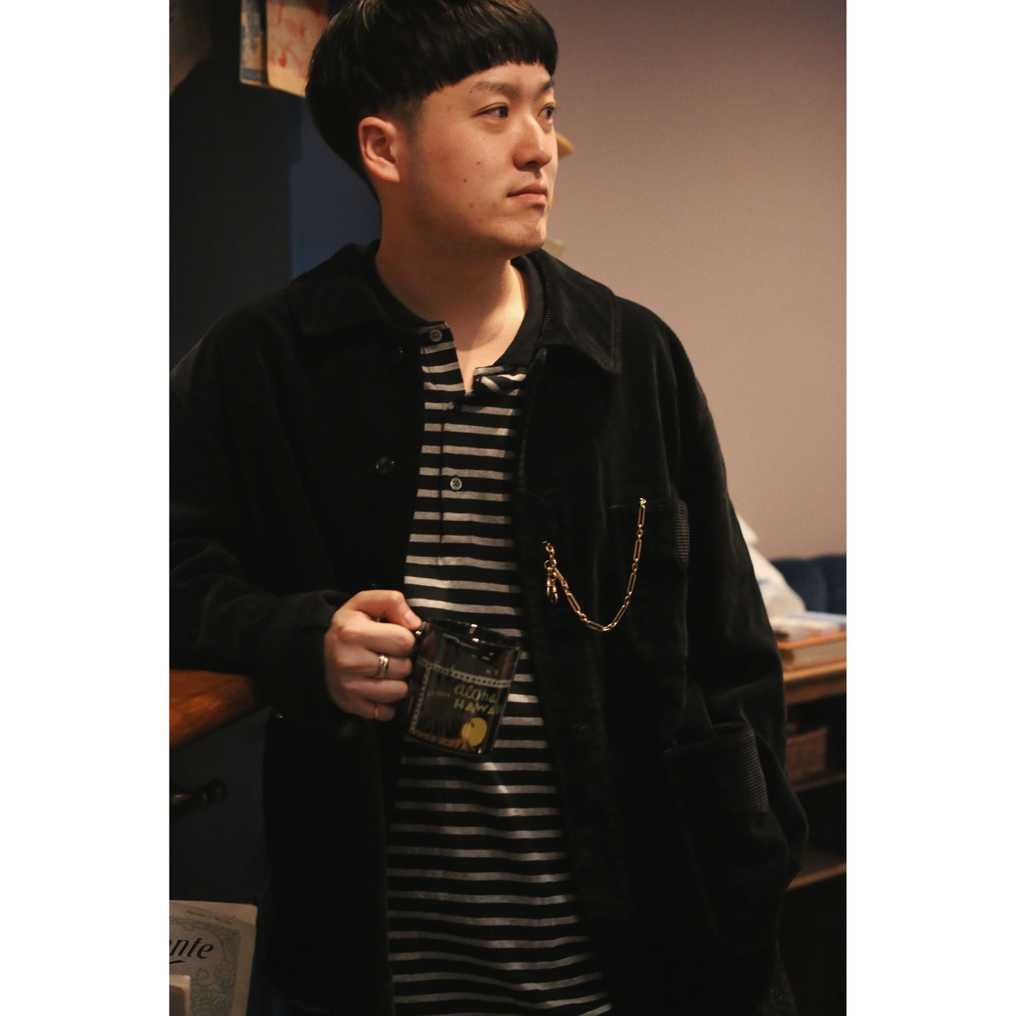CORDUROY FRENCH JACKET WATCH CHAIN ITEM