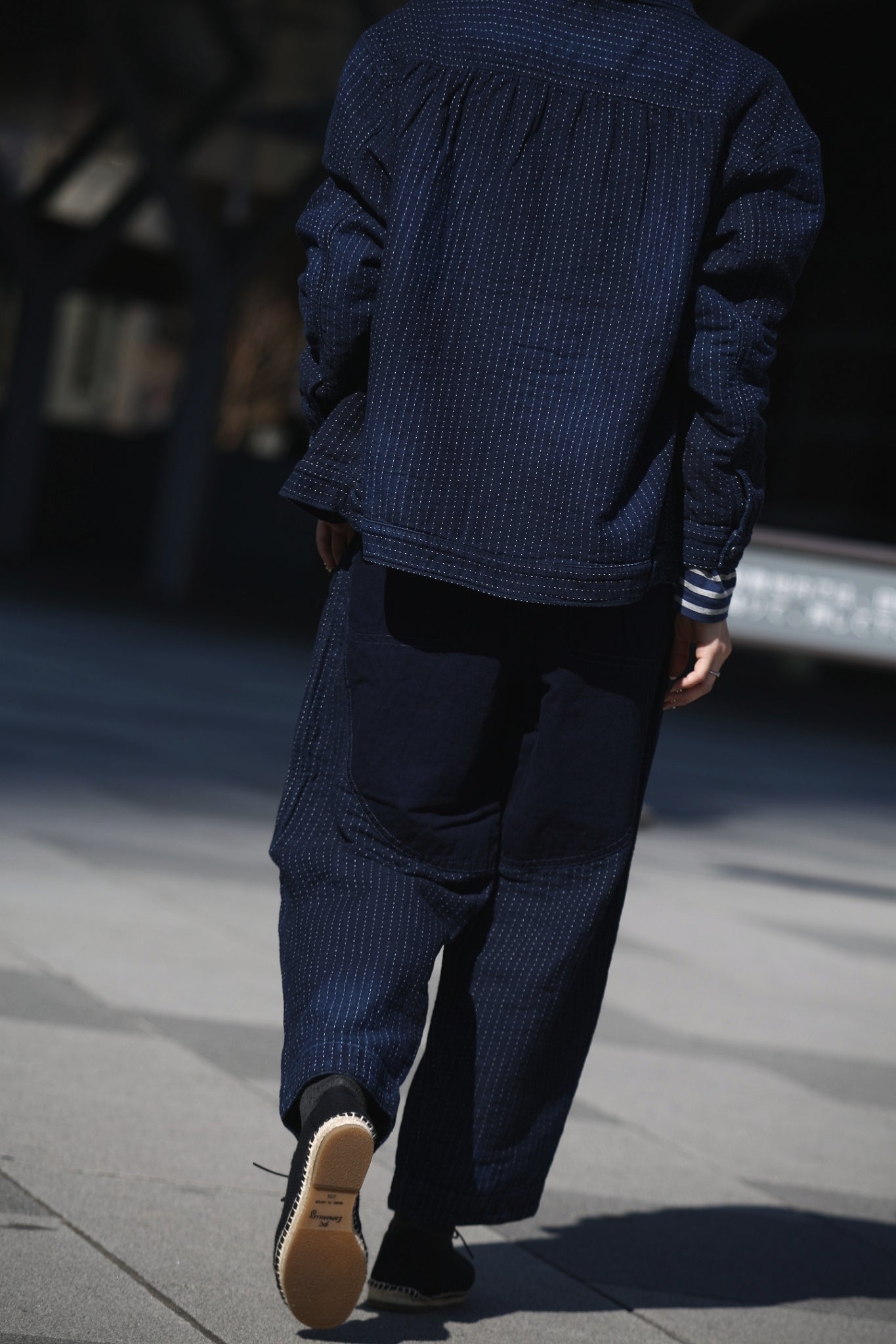 SASHIKO STRIPE WIDE TAPERED PANTS