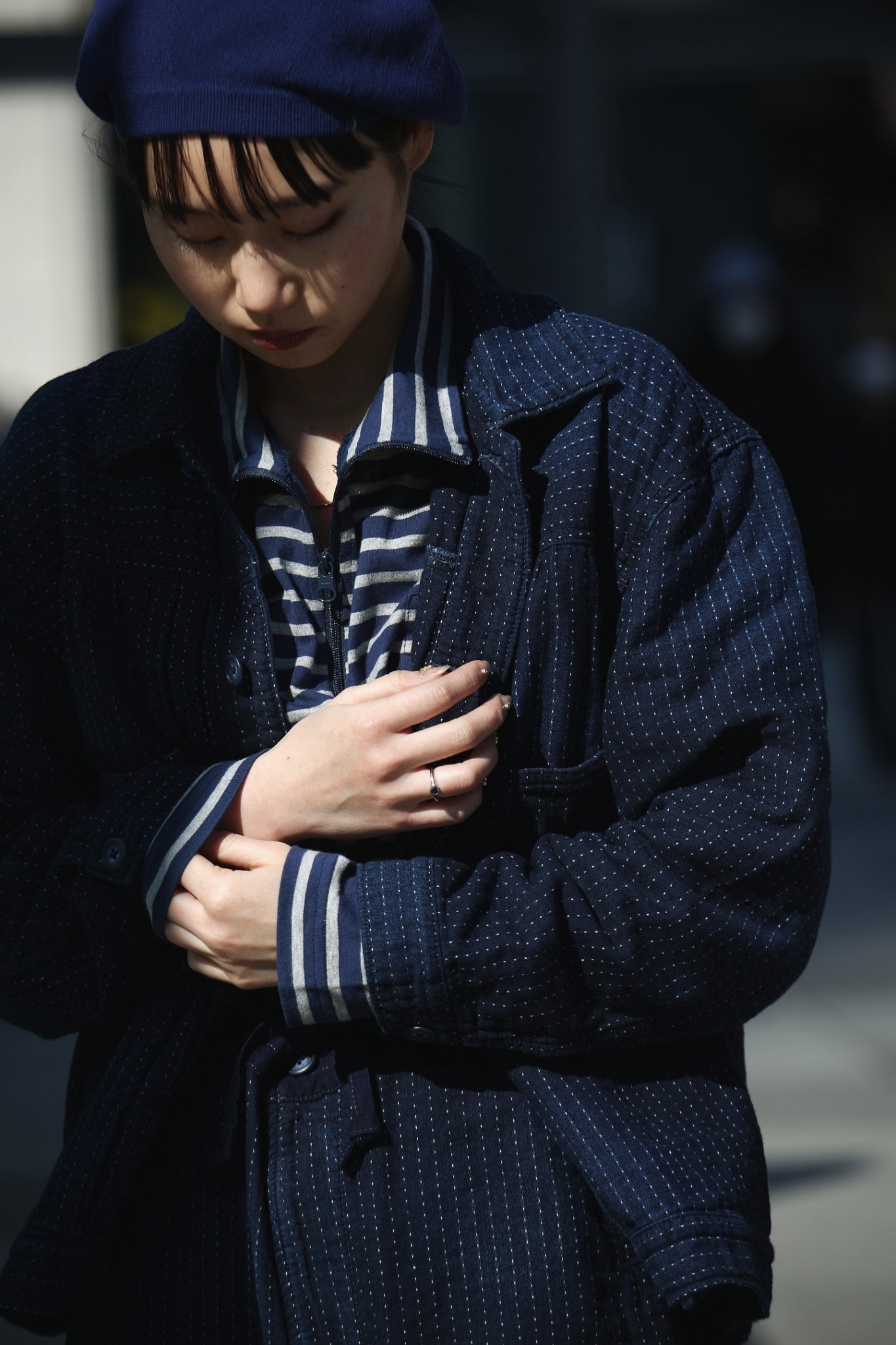 SASHIKO STRIPE SHORT JACKET