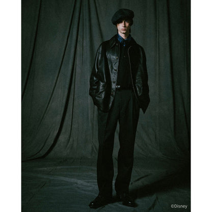 LEATHER CAR COAT W / SILVER BUTTONS