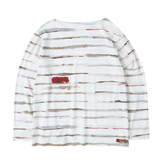 ARTIST BORDER BOAT NECK SHIRT