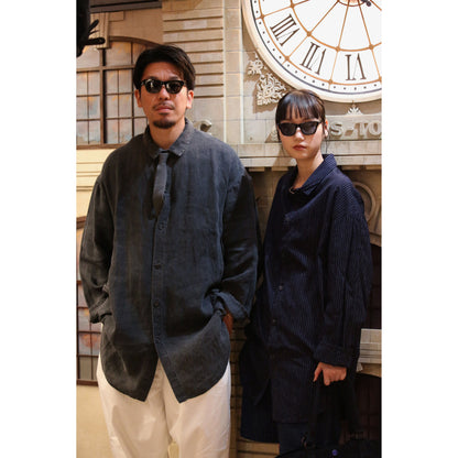 BLACK LINEN SHIRT JACKET