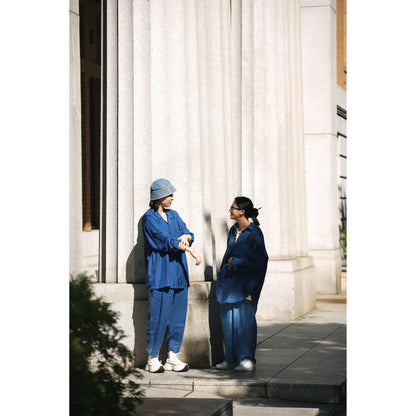 H/W INDIGO SILK LONG SHIRT