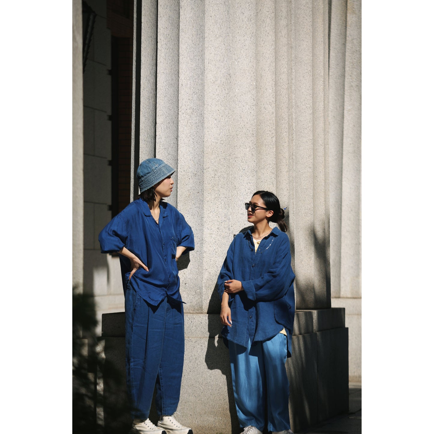 H/W INDIGO SILK LONG SHIRT