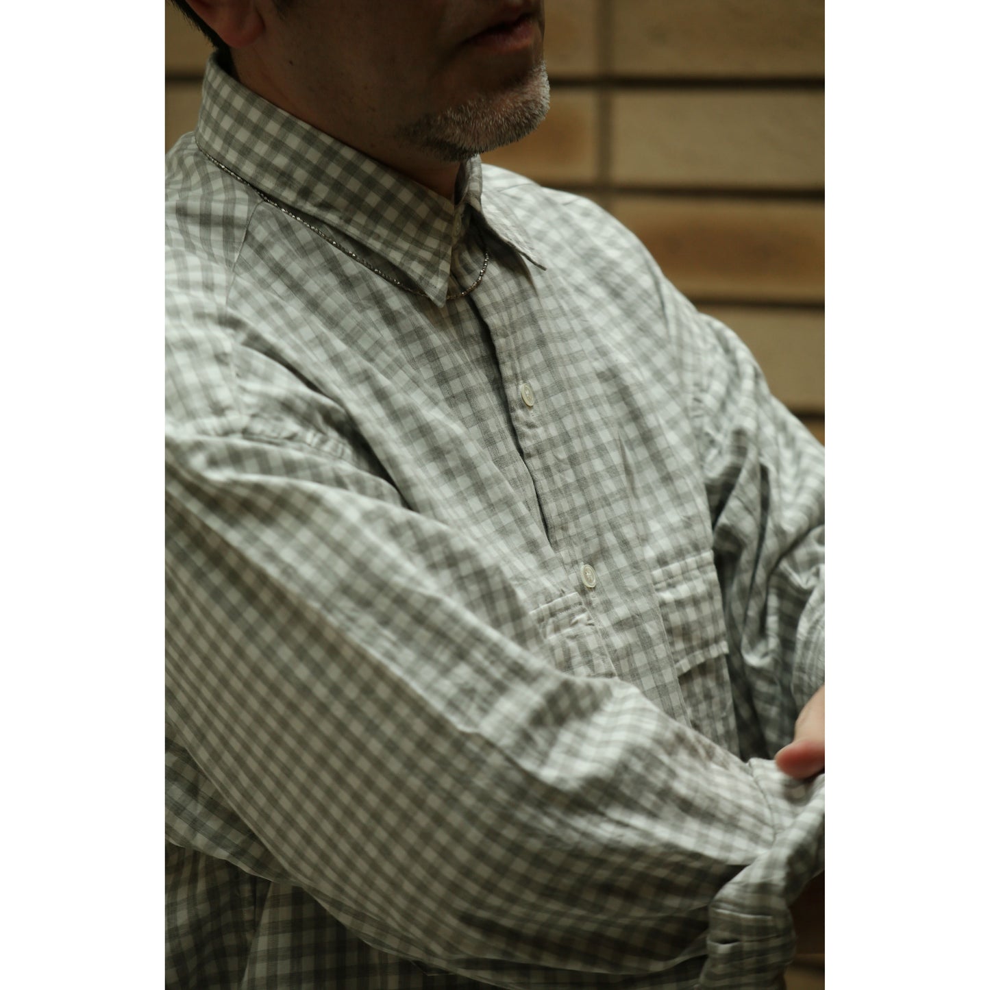 ROLL UP HEATHER GINGHAM CHECK SHIRT (GIZA 120/2)
