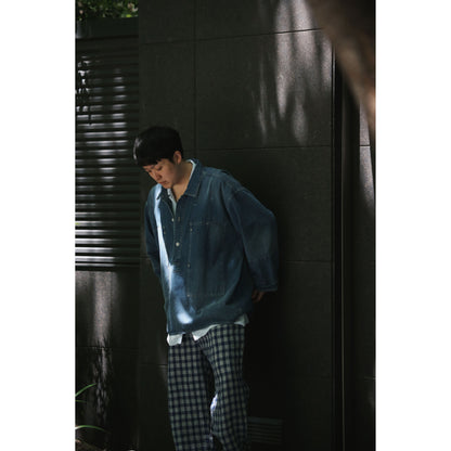 BREAKFAST DENIM PRISONER SHIRT W / LOVE & PEACE SILVER CUSTOM