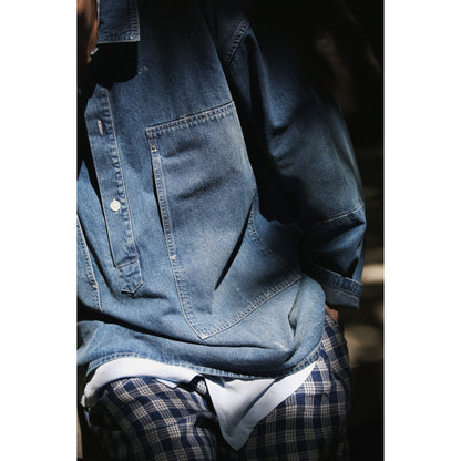 BREAKFAST DENIM PRISONER SHIRT W / LOVE & PEACE SILVER CUSTOM