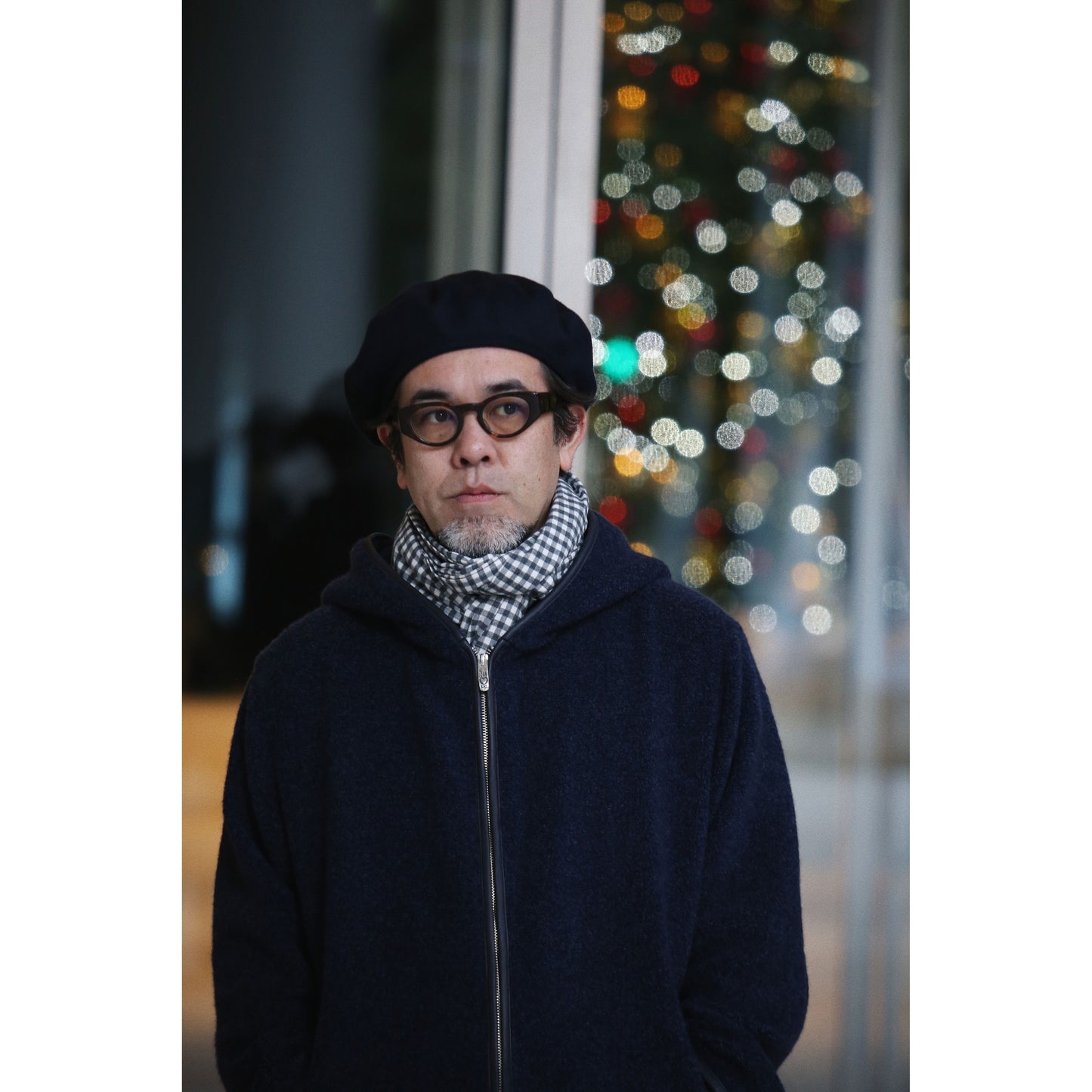 CASHMERE ZIP UP HOOD JACKET W/LEATHER PIPING(ENTREFINO)