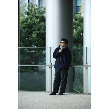 CASHMERE ZIP UP HOOD JACKET W/LEATHER PIPING(ENTREFINO)