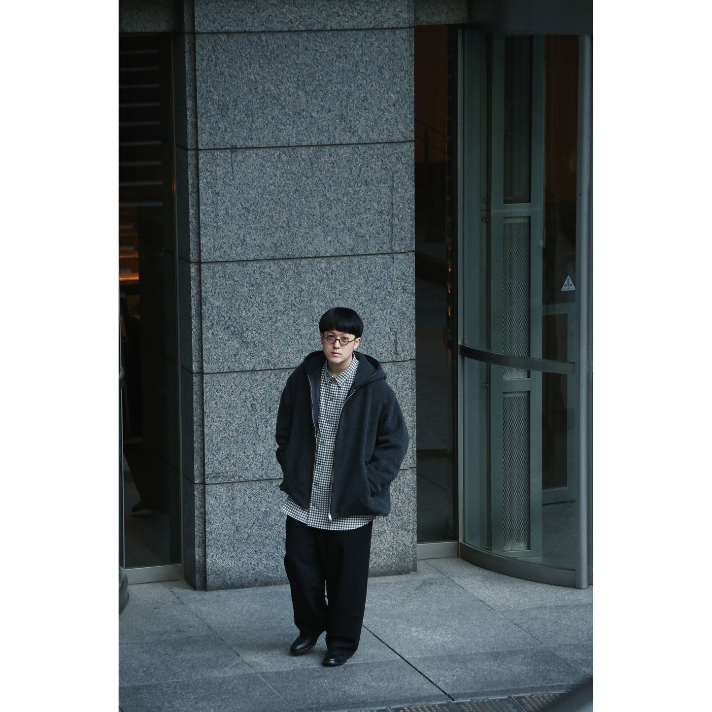 CASHMERE ZIP UP HOOD JACKET W/LEATHER PIPING(ENTREFINO)