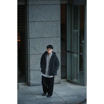 CASHMERE ZIP UP HOOD JACKET W/LEATHER PIPING(ENTREFINO)