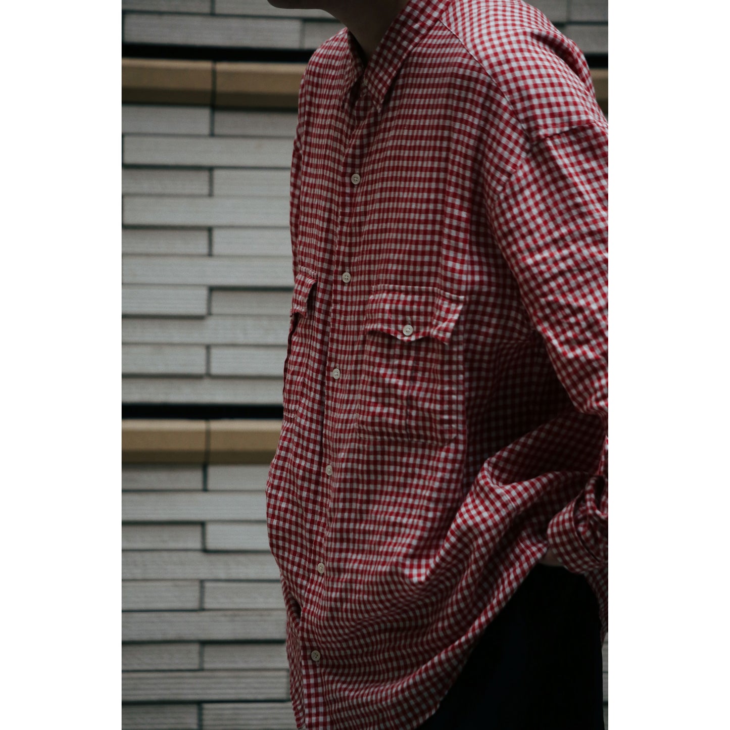 ROLL UP LINEN GINGHAM CHECK SHIRT